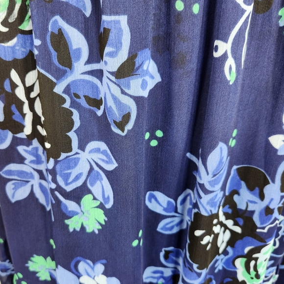 IsaacMizrahiLive Blue Short Sleeve Long Dress w/Floral Print Skirt Size Medium - Picture 5 of 7